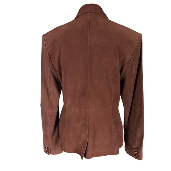 Lilly Pulitzer vintage brown fully lined button down lamb suede blazer small - Picture 4 of 12